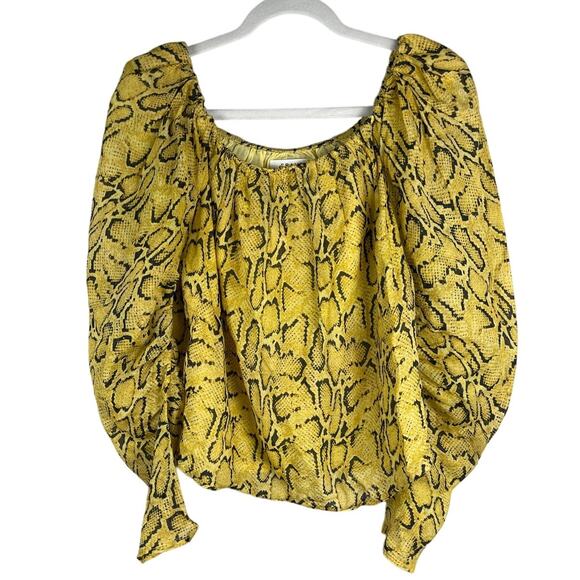 FRAME Off-The-Shoulder Billow Sleeve Top Python Pattern Size Medium‎ - Picture 5 of 10